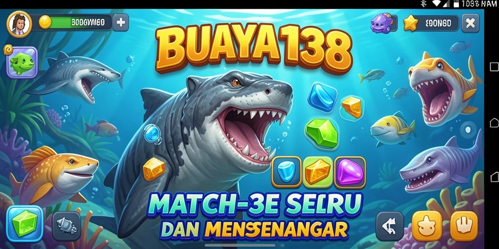Tampilan gameplay BUAYA138 dengan elemen Match-3 yang menarik.