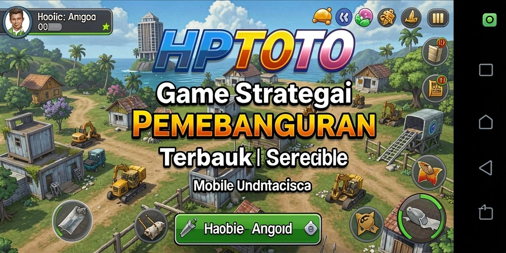 Screenshot gameplay HPTOTO yang menampilkan pembangunan kerajaan.
