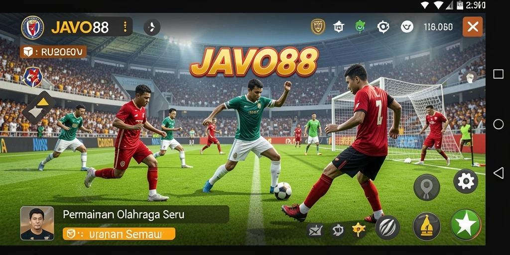 Tangkapan layar permainan JAVO88 menampilkan aksi olahraga yang mendebarkan.