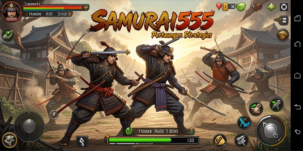Tampilan aksi mendebarkan dalam game SLG SAMURAI555.