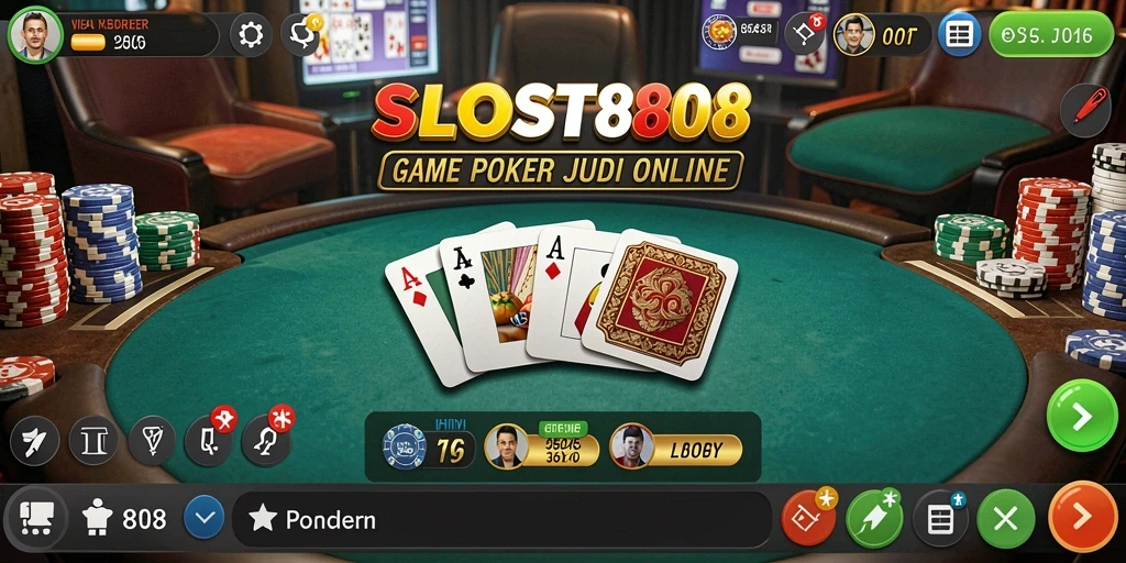Screenshot utama SLOST8808 menunjukkan gameplay poker yang seru dan interaktif.